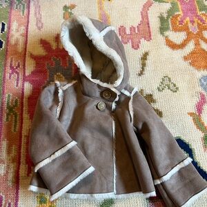 Baby Gap 6-12 mo Brown Faux Shearling Hooded Jacket